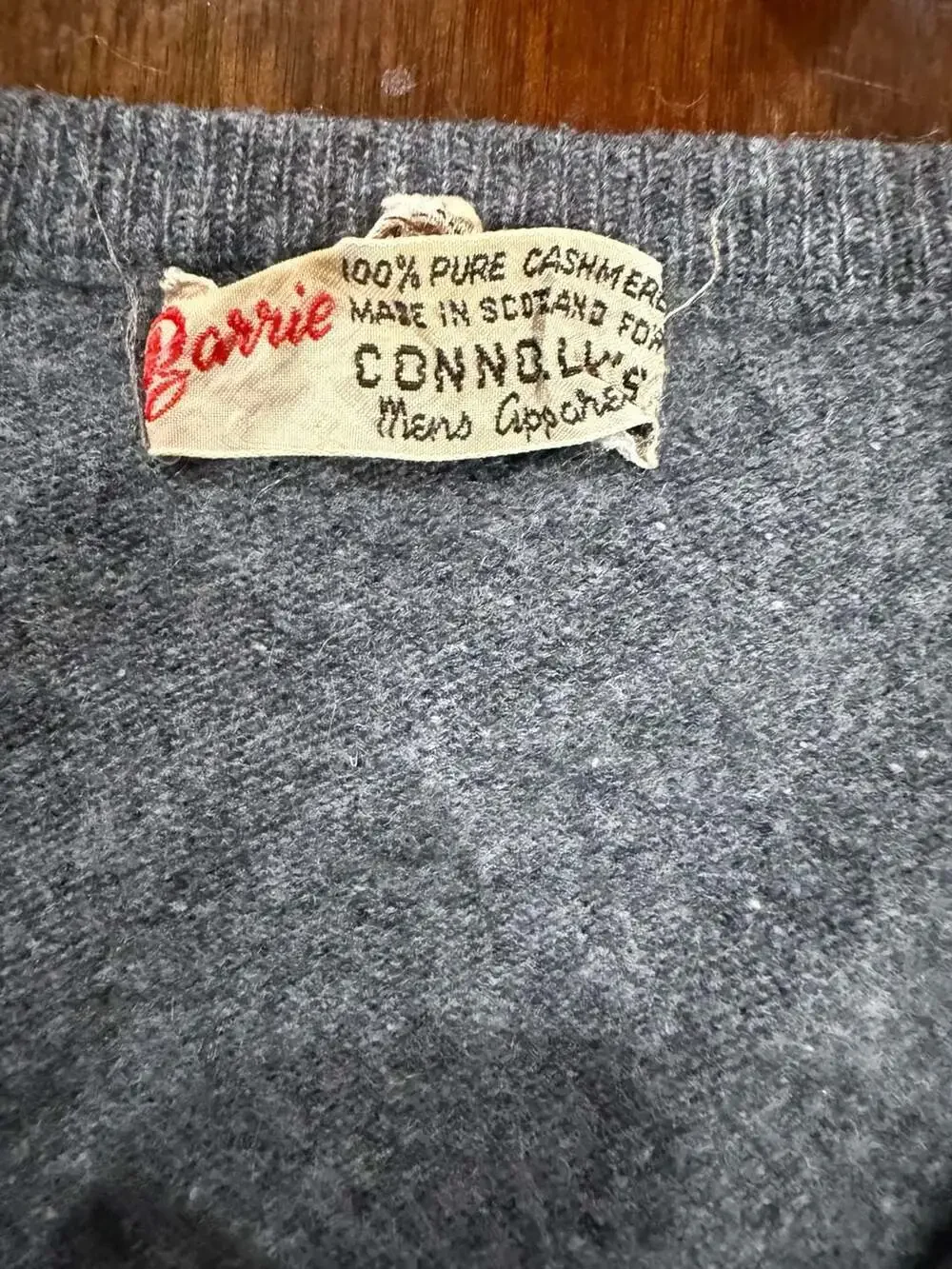 Vintage Barrie Connell’s 100% Cashmere Sweater Vest Gray Scotland L XL